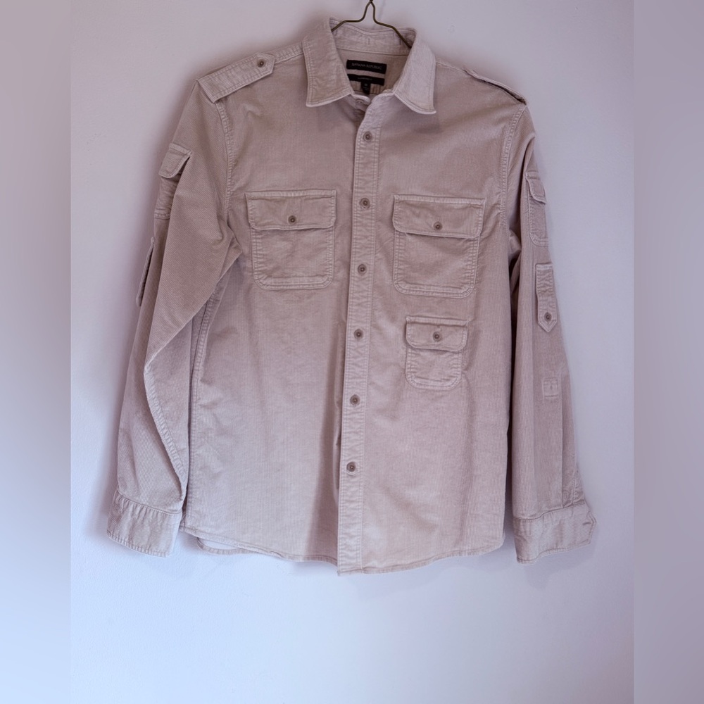 Banana Republic Men’s Multiple Pocketed Beige Military Field Corduroy Jacket